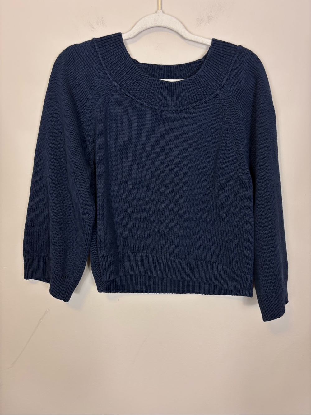 J. Crew Navy Blue Cotton Crewneck Wide Sleeve Pullover Sweater XXS
